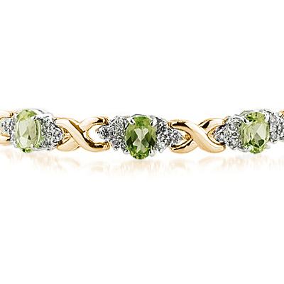 14k Yellow Gold Diamond and Peridot Bracelet