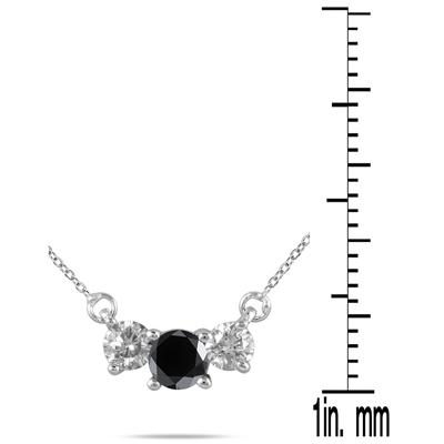 1/2 Carat Black and White Diamond Three Stone Pendant in 14K White Gold