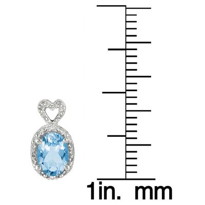 Swiss Blue Topaz and Diamond Heart Earrings in .925 Sterling Silver
