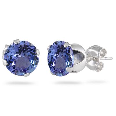 2.50 Carat Created 6MM Tanzanite Stud Earrings in .925 Sterling Silver