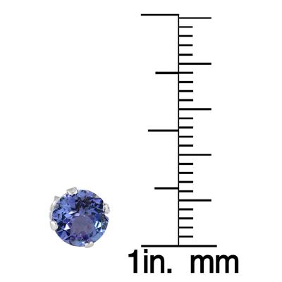 2.50 Carat Created 6MM Tanzanite Stud Earrings in .925 Sterling Silver