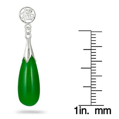 All Natural Genuine Green Jade Tear Drop Earrings in .925 Sterling Silver