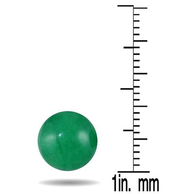 8mm Genuine Green Jade Stud Earrings in .925 Sterling Silver 