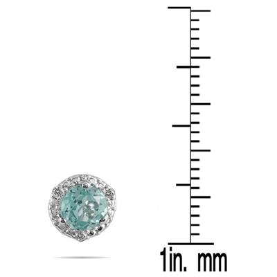 1 Carat Aquamarine and Diamond Stud Earrings in 14K White Gold