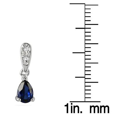 6x4mm Created Sapphire and Diamond Earrings in .925 Sterling Silver