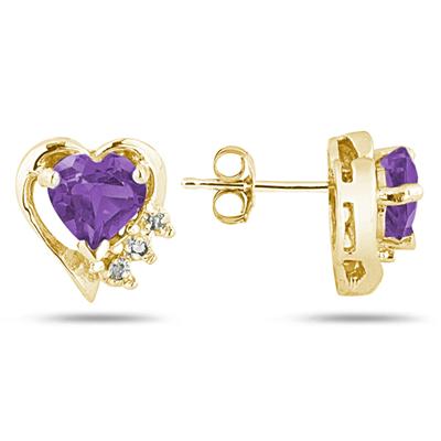 Amethyst and Diamond Heart Earring