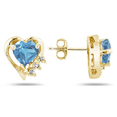 Blue Topaz and Diamond Heart Earring