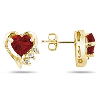 Garnet and Diamond Heart Earring