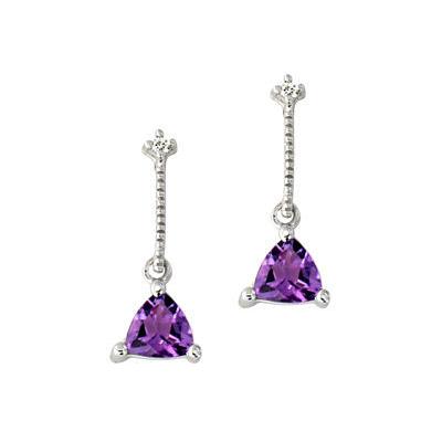 Diamond and Amethyst Earring 14k White Gold