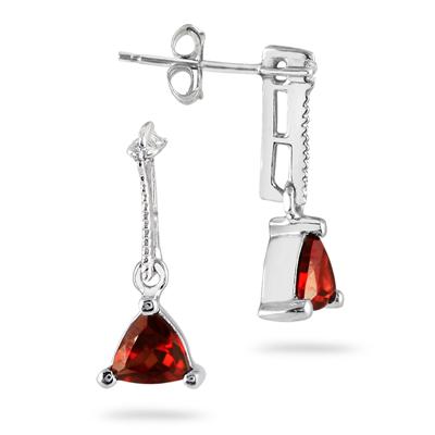 Diamond and Garnet Earring 14k White Gold