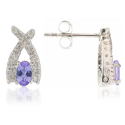 Tanzanite and Diamond Earrings in 14K White Gold