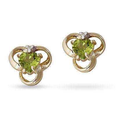 Peridot and Diamond Earrings in 14K Yellow Gold