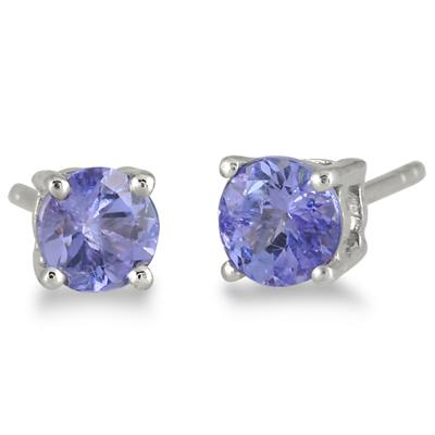 All Natural 5mm Tanzanite Stud Earrings in .925 Sterling Silver