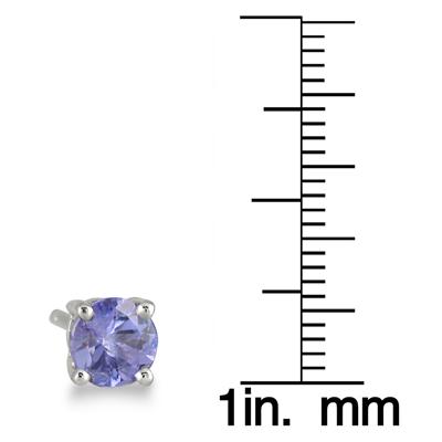 All Natural 5mm Tanzanite Stud Earrings in .925 Sterling Silver