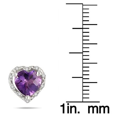 1.50 Carat Amethyst and Diamond Earrings in .925 Sterling Silver 