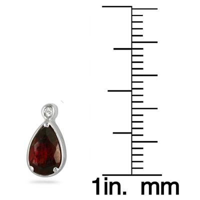2 Carat Pear Shape Garnet and Diamond Earrings in .925 Sterling Silver 