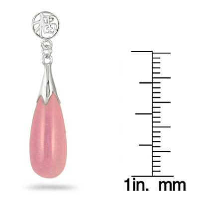 All Natural Pink Jade Tear Drop Earrings in .925 Sterling Silver