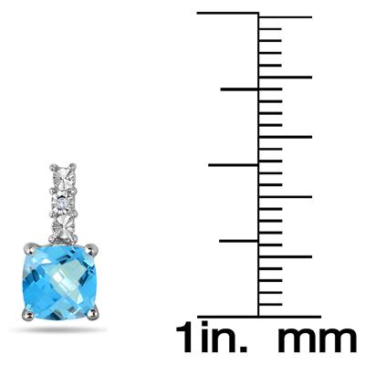 1.25 Carat Cushion Cut Blue Topaz Earrings in .925 Sterling Silver 