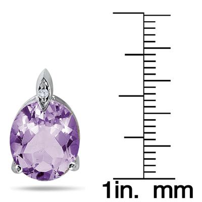 9 Carat Oval Amethyst and Diamond Earrings in .925 Sterling Silver 