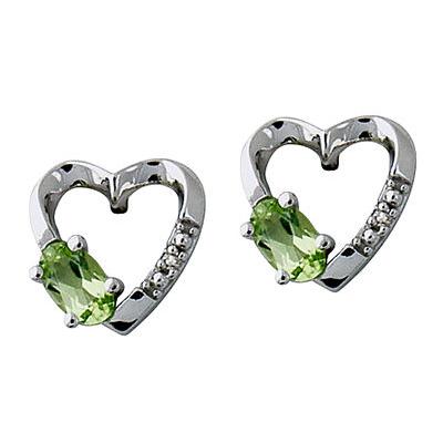 14-kt. Peridot and Diamond Earrings in White Gold