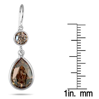 Genuine Swarovski Golden Crystal Drop Earrings in .925 Sterling Silver