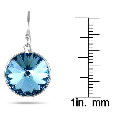 Genuine SWAROVSKI Blue Topaz Crystal Earrings in .925 Sterling Silver