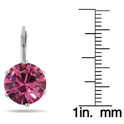 10 MM Round Genuine SWAROVSKI Pink Crystal Liver Back Earrings in .925 Sterling Silver