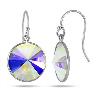 Genuine SWAROVSKI Aurore Boreale Crystal Earrings in .925 Sterling Silver