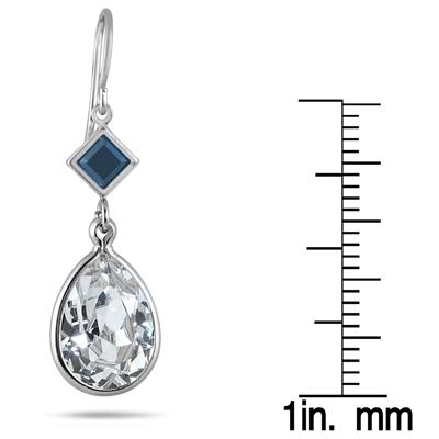 Genuine Swarovski Black and White Crystal Drop Earrings in .925 Sterling Silver