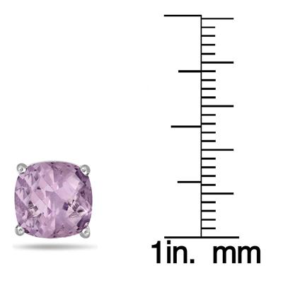 5.00 Carat Natural Cushion Cut Amethyst Stud Earrings in .925 Sterling Silver