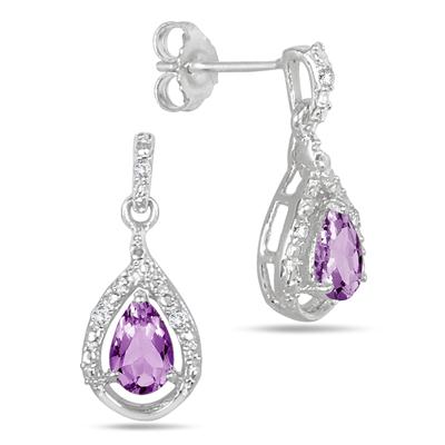 0.70 Carat T.W Amethyst and Diamond Earrings in .925 Sterling Silver