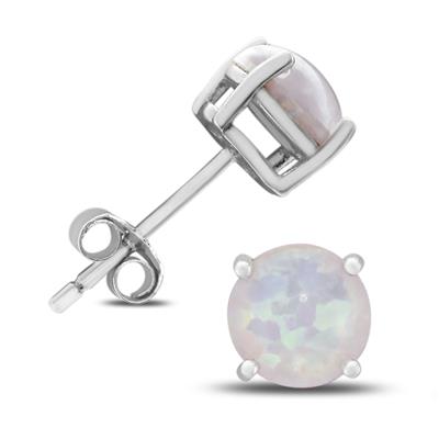 6MM Created Opal Stud Earrings in .925 Sterling Silver