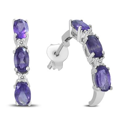 Amethyst and Diamond Earrings in .925 Sterling Silver