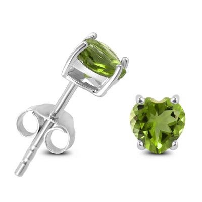 5mm Heart Shaped Peridot Earrings in .925 Sterling Silver