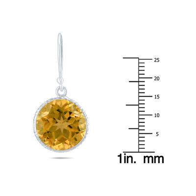 12MM November Citrine Dangle Drop Earrings in .925 Sterling Silver