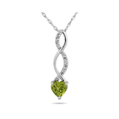 Peridot and Diamond Pendant in 10k White Gold