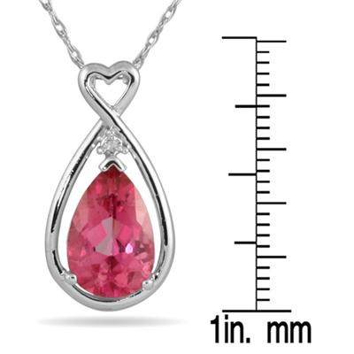 3 1/2 Carat Pear Shaped Natural Pink Topaz and Diamond Pendant in 10K White Gold