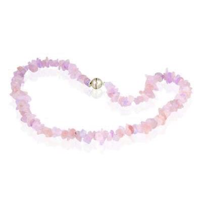 100 Carat All Natural Uncut Pink Quartz Necklace with Magnetic Clasp