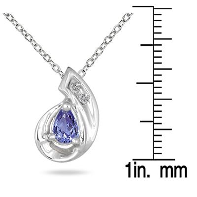 Pear Shaped Tanzanite and Diamond Pendant in 14K White Gold