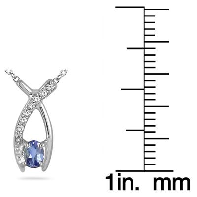Tanzanite and Diamond Ribbon Pendant in 14K White Gold