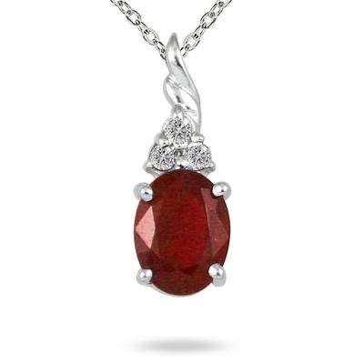 1.25 Carat Genuine Ruby and Diamond Pendant in .950 Sterling Silver