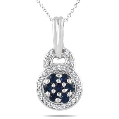Sapphire & Diamond Pendant in Sterling Silver