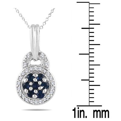 Sapphire & Diamond Pendant in Sterling Silver