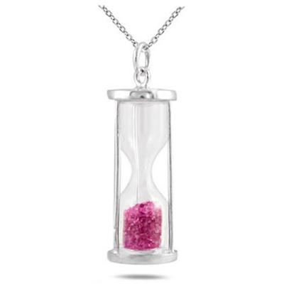 Pink Topaz Time in a Bottle Pendant in .925 Sterling Silver