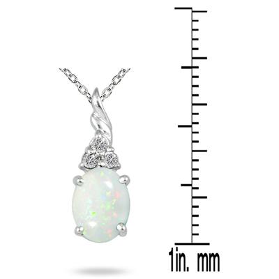 1.50 Carat Created Opal and Diamond Pendant in .925 Sterling Silver
