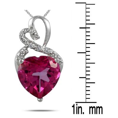 5.00 Carat Genuine Pink Topaz Heart and Diamond Pendant in .925 Sterling Silver