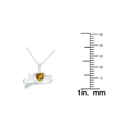 Garnet and Diamond MOM Pendant in 10K White Gold