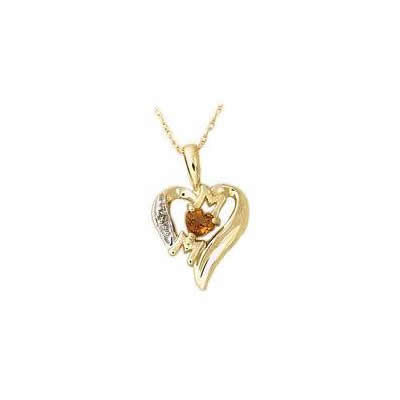 Citrine and Diamond Heart MOM Pendant