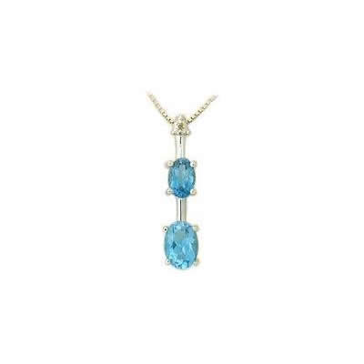 Blue Topaz and Diamond Drop Pendant