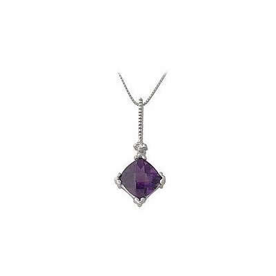 Amethyst and Diamond Cushion Cut Pendant